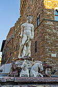 Der Neptunbrunnen von Ammannati auf der Piazza della Signoria in Florenz, Italien.