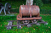 Azpeitia old steam train car in the Basque Railway Museum one of the most important of its kind in Europe. Railway history of Euskadi in Azpeitia, Gipuzkoa, Euskadi, Basque country, Spain.