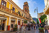 People on the Corso Italia, a pedestrian street in the historic center of Sorrento, Italy.