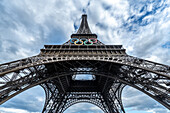 Olympic rings on the Eiffel Tower, Paris, France