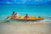 Kayaks in the beach in the Philippines Kalanggaman island, Malapascua, Cebu, Philippines