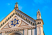 The facade of the Basilica of Santa Croce or Basilica of the Holy Cross in Florence, Italy.