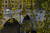 Ponte Giuseppe Mazzini, a stone bridge over the Tiber River in Rome, Italy.