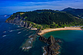 Aerial view of Saturrarán beach in Ondarroa, Biscay, Basque Country, Euskadi, Euskal Herria, Spain