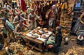 A presepe or Neapolitan creche or nativity scene in the Cathedral of Saints Phililp and James in Sorrento, Italy.