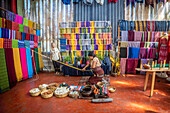 Woman making textiles San Juan la Laguna, Lake Atitlan, Guatemala