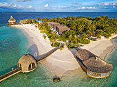 Aerial view of the Outrigger maldives Maafushivaru luxury resort, South Ari Atoll region Maldives