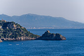 A Saracen tower on the Capo Conca on the shore of Conca dei Marini on the Amalfi Coast of Italy.