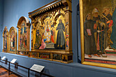 Painted altarpieces from the Renaissance in the Accademia Gallery in Florence, Italy.