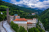 Panoramic view of Sanctuary of Our Lady of Arantzazu. Sanctuary of Our Lady of Arantzazu is a Franciscan sanctuary located in Oñati, Gipuzkoa, Basque Country, Spain, Europe.