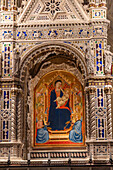 The elaborate carved marble tabernacle in the Orsanmichele Church in Florence, Italy. Created between 1355 and 1359 by Andrea Orcagna.