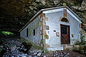 San Adrián ermitage chapel inside San Adrián tunnel or Lizarrate pass San Adriango tunela Sandratiko tunela on the Aizkorri mountain range at the Basque Country, Goierri, Basque Highlands Basque Country, Euskadi Spain.