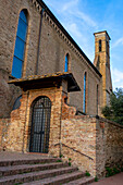 The exterior of the Church of Sant' Agostino in Piazza San Agostino. San Gimignano, Italy.