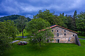 Caserio Zabalaga hamlet The Chillida-Leku Museum, sculptures in gardens and forests of the Basque sculptor Eduardo Chillida, Hernani, Guipuzcoa, Basque Country, Spain.