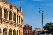 The ancient Roman Colosseum or Flavian Amphitheater in Rome, Italy.