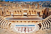 Roman theater or Jerash near Amman, Jordan, Middle East, Asia