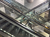 Escalators in the Garibaldi metro station in Naples, Italy.