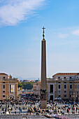 The Vatican Obelisk in the center of St. Peter's Square in Vatican City in Rome, Italy, brought from Egypt in 40 A.D.