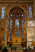 The Chancel Chapel, high altar & main altarpiece in the Basilica of Santa Croce in Florence, Italy.