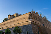 The coat of arms of Pope Paul III on the wall of the Vatican City in Rome, Italy.