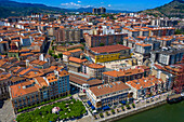 Panoramic aerial view of Portugalete town, Bilbao province, Basque Country, Euskadi, Spain.