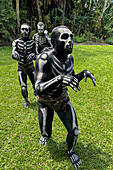 The Skeleton Men from the Omo Bugamo tribe of Papua New Guinea paint their bodies with black and white paint emulating the human skeleton, Chimbu Province, Papua New Guinea