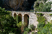 A stone bridge near Praiano on the Amalfi Coast road on the Sorrento Peninsula in italy.