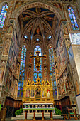 The Chancel Chapel, high altar & main altarpiece in the Basilica of Santa Croce in Florence, Italy.