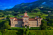 Aerial view of Instituto catequista Dolores Sopeña institute, Dolores Sopena Catechist Institute, Azpeitia, Gipuzkoa, Euskadi, Basque country, Spain.