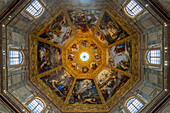 The cupola inside the dome of the Chapel of the Princes in the Medici Chapel Museum in Florence, Italy.