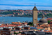 Getxo views from Vizcaya Bridge, a transporter bridge that links the towns of Portugalete and Getxo, Bilbao province, Basque Country, Euskadi, Spain.