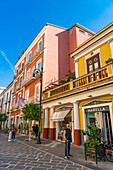 People on the Corso Italia, a pedestrian street in the historic center of Sorrento, Italy.