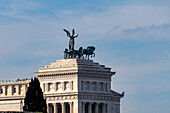 Statue of the WInged Victory atop the Victor Emmanuel II Monument in Rome, Italy.