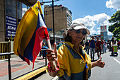 Opponents of the government of Nicolas Maduro, march in protest against the swearing in of Nicolas Maduro on January 10, 2025.