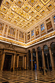 The ornate ceiling of the transept of the Basilica of St. Paul Outside the Walls, Rome, Italy.