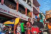 Local market and houses in the historic colonial old town, Jacmel city center, Haiti, West Indies, Caribbean, Central America