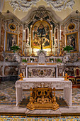 The altar and altarpiece of the Church of Santa Maria delle Grazie in Sorrento, Italy.