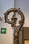 A 17th Century pastoral staff from the Cathedral Treasury in the Diocesan Museum of Amalfi, Italy. This museum is housed in the Basilica of the Crucifix, adjacent to the Amalfi Duomo.