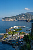 High-speed passenger ferries in the Marina Piccola harbor in Sorrento, Italy.