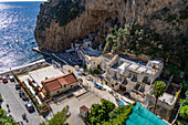 Marina di Praia, a resort area in the commune of Praiano on the Amalfi Coast of Italy.