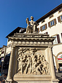 The monument to Giovanni delle Bande Nere in the Piazza San Lorenzo in Florence, Italy. Giovanni was the father of Cosimo I de' Medici.