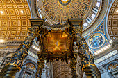 Bernini's Baldachin & the inside of the dome of St. Peter's Basilica, Vatican City, Rome, Italy.