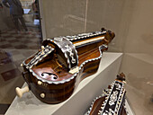 An antique hurdy-gurdy in the Accademia Gallery in Florence, Italy. Circa 1775.