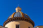 The tiled dome of the Church of San Gennaro in Vettica Maggiore, Praiano on the Amalfi Coast, Italy.