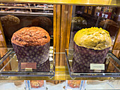 Pastries in the window for sale at Caffe Gilli on Republic Square in Florence, Italy. It is the oldest cafe in Florence, founded in 1733.