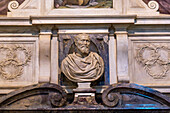 The Monumental Tomb of Michangelo Buonarroti in the Basilica of Santa Croce, Florence, Italy. circa 1564 - 1576.