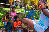 People in the plage de Ti Mouillage beach in Cayes-de-Jacmel, Cayes de Jacmel, Jacmel, Haiti.