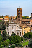 The Basilica of Santa Francesca Romana in the Forum in the Colosseum Archaeological Park. Rome, Italy.