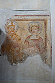 An original medieval fresco in the 11th Century Duomo or Cathedral of Ravello, Ravello, Italy.