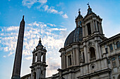 Sant'Agnes in Agone Church and Obelisk of Domitian on the Piazza Navona in Rome, Italy.